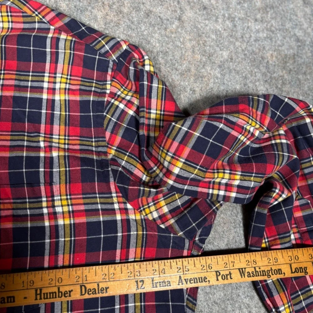 Brooks Brothers Button Down Shirt Mens XL Red Plaid Slim Fit Cotton Polo Shirt